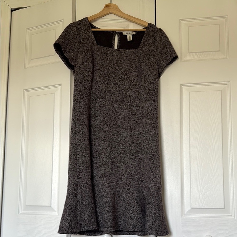 White House Black Market Black Sheath Mini Dress Square Neck Short Sleeve
